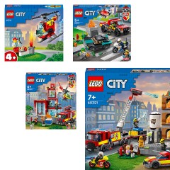 LEGO City Fire 4er Set, ЛЕГО НАБОР 60318 Пожарный вертолёт + 60319 Пожарная бригада и полицейская погоня + 60320 Пожарная часть + 60321 Пожарная команда