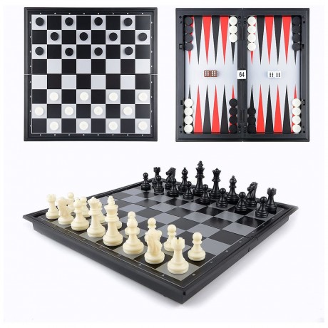 DOCTOR SPORT Backgammon Chess Game 3-in-1 Checkers Backgammon Magnetic and Box Нарды Шахматная игра 3-в-1 Шашки Нарды Магнитные и Коробка