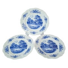 Sarreguemines Romantic France Набор Декоративных фарфоровых тарелок &quot;Дом у пруда&quot;, 3 штуки, 25см, Франция, 1960-70гг.