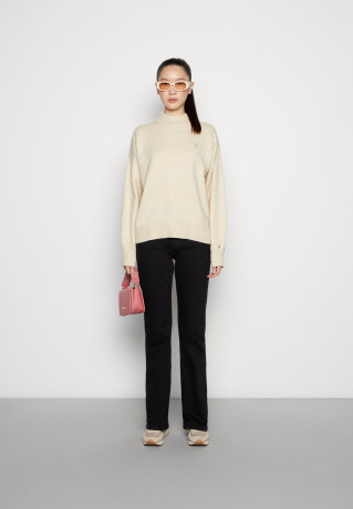 Tommy Hilfiger PUFF SLEEVE MOCK-NECK SWEATER Jumper heathered oatmilk СВИТЕР С ПЛОСКИМ РУКАВОМ И ВЫРЕЗОМ Джемперы овсяное молоко