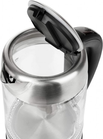 JUNG JUNG Wasserkocher ADLER AD1247, Wasserkocher Glas mit Temperatureinstellung Digital, 1.7 l, 2200 W, Glas mit Edelstahl, LED Beleuchtung  LCD Display, 360° Basis Kettle  Чайник JUNG ADLER AD1247, стеклянный чайник с цифровой регулировкой температуры, 