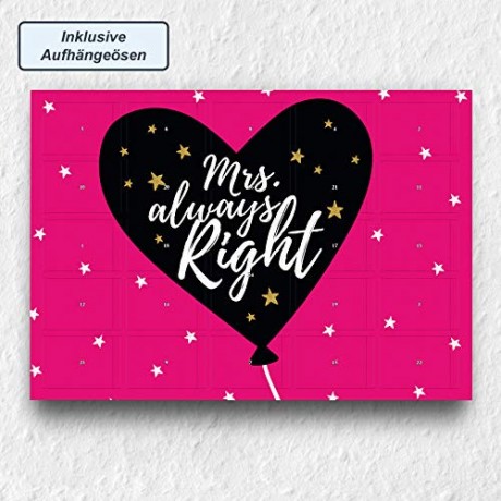 printplanet - XL Adventskalender Рождественский Адвент-календарь Mixed Minis Mrs. Always Right Spruche Adventskalender Рождественский Адвент-календарь Geschenk - gefullt mit den Sorten Snickers, Mars, Twix, Bounty und Milky Way