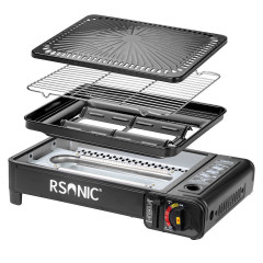 Mianova Mianova Gaskocher Campingkocher Tischgrill Gas Grill im Koffer, 4 Spiesse + Rost Platte Grillplatte Outdoor BBQ Barbecue Tisch Camping Herd Kocher Notfall Campingherd Notfallkocher  Газовая плита Mianova, походная плита, стол-гриль, газовый гриль 