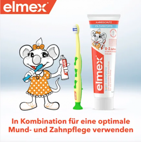 elmex Zahnpflege SET Kinder 0-2 Jahren, Детский набор для ухода за зубами для 0-2 года: зубная щетка 1шт + зубная паста 12мл