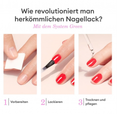 Manucurist Green System Pink (Hortencia) Nail Polish Set, Набор для маникюра 5 средств: обезжириватель, база, топ, цветной лак и сушка, без лампы, стойкость до 7 дней