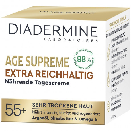 DIADERMINE Age Supreme 55+ Tagescreme 50 ml + Nachtcreme 50ml, Набор кремов для лица 2 шт х 50 мл Diadermine Age Supreme 55+, дневной + ночной, питательные и восстанавливающие кремы для очень сухой и зрелой кожи, лифтинг и увлажнение