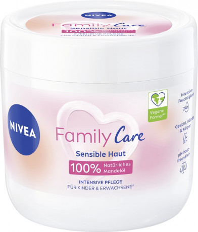 NIVEA Family Care Creme, 450 ml, Нивеа Семейный увлажняющий крем, подсолнечное масло, веганская формула, 450 мл