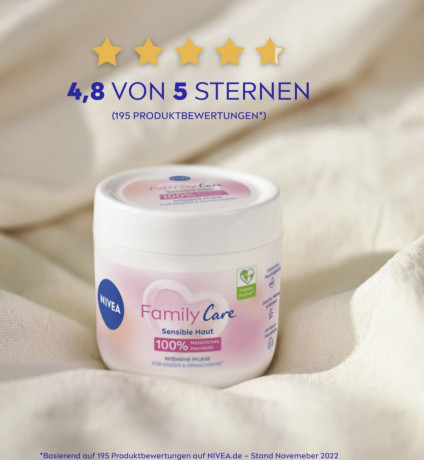NIVEA Family Care Creme, 450 ml, Нивеа Семейный увлажняющий крем, подсолнечное масло, веганская формула, 450 мл