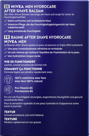 NIVEA MEN HydroCare After Shave Balsam, 100 ml, Нивеа Мужской бальзам после бритья, провитамин B5, увлажнение и успокоение, 100 мл