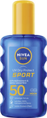 NIVEA SUN UV Dry Protect Sport Transparentes Spray LSF 50, 200 ml, Нивеа Солнцезащитный спрей спортивный, SPF 50, прозрачный, сухое покрытие, водостойкий, 200 мл
