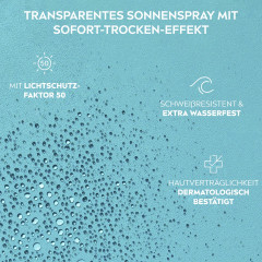 NIVEA SUN UV Dry Protect Sport Transparentes Spray LSF 50, 200 ml, Нивеа Солнцезащитный спрей спортивный, SPF 50, прозрачный, сухое покрытие, водостойкий, 200 мл