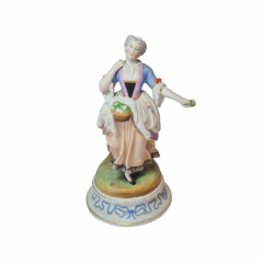 Набор статуэток винтажных &quot;Дама в разноцветном платье&quot; и &quot;Мужчина в ярком сюртуке&quot;, фарфор, 2 шт., 22 x 11 см, Германия, 1960-70гг.