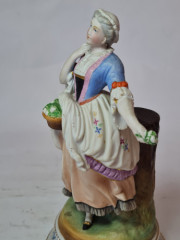 Набор статуэток винтажных &quot;Дама в разноцветном платье&quot; и &quot;Мужчина в ярком сюртуке&quot;, фарфор, 2 шт., 22 x 11 см, Германия, 1960-70гг.