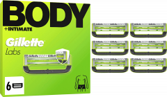 GILLETTE Rasierklingen, Labs Body & Intimate, 6 St, Джилетт Сменные кассеты Labs Body & Intimate для тела и интимных зон, 6 шт.