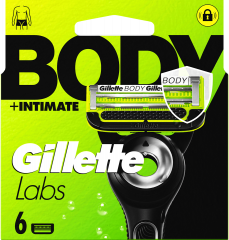 GILLETTE Rasierklingen, Labs Body & Intimate, 6 St, Джилетт Сменные кассеты Labs Body & Intimate для тела и интимных зон, 6 шт.