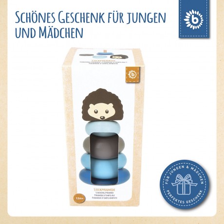 bieco Baby Stapelturm Holz Bausteine Igel 13 cm Motorik Steckspiel ab 1 Steckpyramide Stapelspielzeug Детская сборная башня