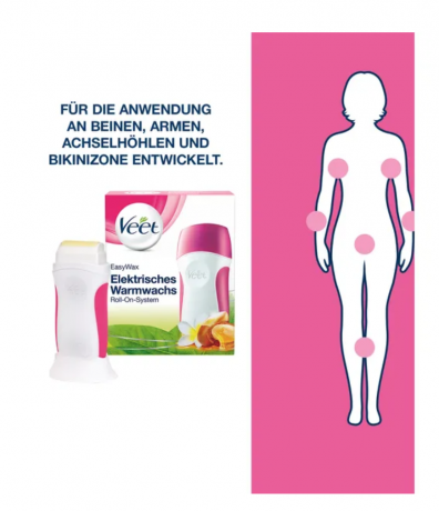 Veet EasyWax Elektrisches Warmwachs Roll-on-System,  Электрическая система для нанесения теплого воска EasyWax с роликовым аппликатором