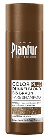 Plantur Color PLUS Braun Shampoo, 200 ml, Тонирующий шампунь для постепенного маскирования седины, от тёмно-русого до каштанового оттенка, 200 мл