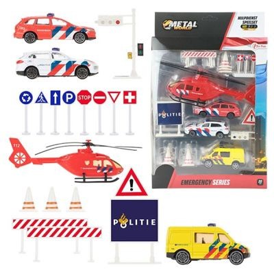 Toi-Toys Krankenwagen Hubschrauber Autos Strassenschilder-Set aus Metal Набор металлических дорожных знаков для вертолета скорой помощи