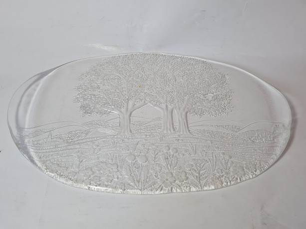 Studio Nova Sun Valley Стеклянное овальное блюдо "Деревья", 43 x 27 см, Германия, 1960-70гг.