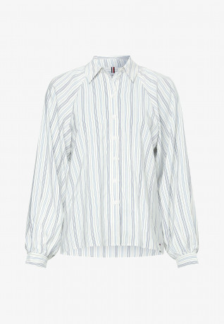 Tommy Hilfiger VERTICAL STRIPE Button-down blouse textured stripe ecru blue VERTICAL STRIPE Блузка на пуговицах фактурная полоса цвета экрю