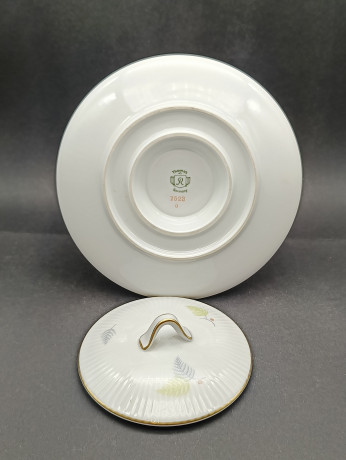 Соусник винтажный Thomas на подставке с крышкой, с пастельным декором, фарфор, 12 х 17 см, Германия, 1970-80гг.