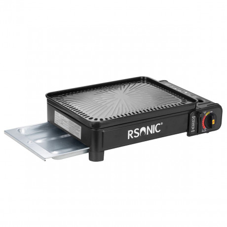 Mianova Mianova Gaskocher Campingkocher Tischgrill Gas Grillplatte im Koffer, 4 Spiesse + Rost Platte Outdoor BBQ Barbecue Tisch Grill Camping Herd Kocher Notfall Campingherd Notfallkocher Газовая плита Mianova, походная плита, настольный гриль, газовая