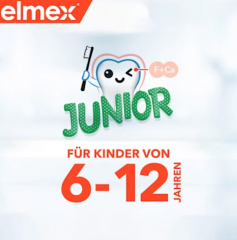elmex Zahnpasta Kinder Junior 6-12 Jahren 75 ml x 3stk, Детская зубная паста для детей 6-12 лет с комплексом Neo-Aminex для защиты от кариеса, 75 мл x 3 шт