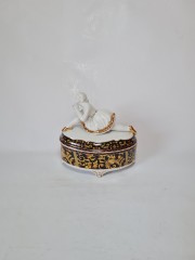 Винтажная Керамическая шкатулка &quot;Балерина&quot; с позолотой и росписью под хохлому, 16смx14см Германия, 1960-70гг.