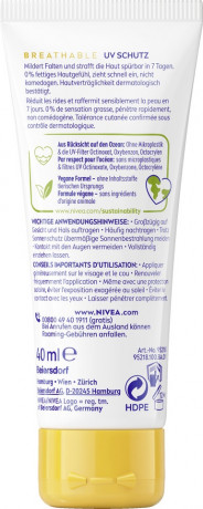 NIVEA SUN Breathable UV Gesicht Anti-Age Q10 LSF 50+, 40 ml, Нивеа Солнцезащитный крем для лица anti-age, SPF 50+, Q10, воздухопроницаемый, 40 мл