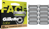 GILLETTE Rasierklingen, Labs Face Gold, 10 St, Джилетт Сменные кассеты Labs Face Gold для мужской бритвы, 10 шт.