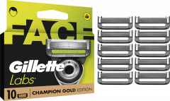 GILLETTE Rasierklingen, Labs Face Gold, 10 St, Джилетт Сменные кассеты Labs Face Gold для мужской бритвы, 10 шт.