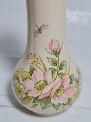 Ваза винтажная Royal Winton Staffor Dhire England, керамика с желто-розовым цветочным декором и светло-зеленой окантовкой, 13 x 6 см, Англия, 1960-70гг.