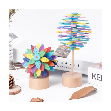 Syntek Spinnspielzeug aus Holz Drehbarer Lollipop aus Holz Вращающаяся деревянная игрушка Вращающийся деревянный леденец