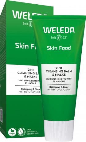 WELEDA Skin Food 2IN1 Cleansing Balm & Maske, 75 ml, Очищающий бальзам и маска Skin Food 2 в 1 с растительным глицерином и подсолнечным маслом, 75 мл