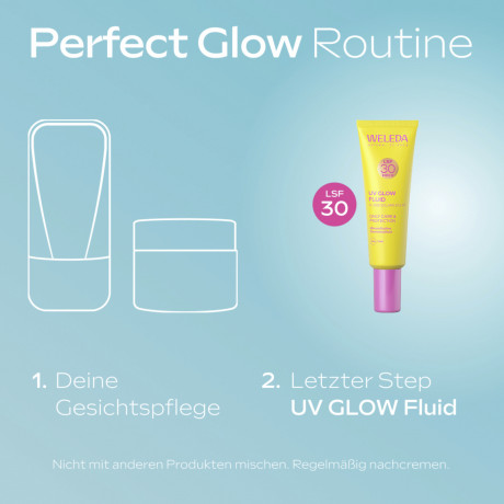 WELEDA UV Glow Fluid LSF 30, 30 ml, Солнцезащитный флюид для лица SPF 30 с маслом моринги и сияющими пигментами, без отдушки, 30 мл