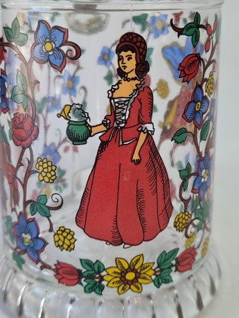 Немецкая пивная кружка винтажная BMF с крышкой, стекло / олово, 0.5 л, 18 см, Германия, 1960-70гг.