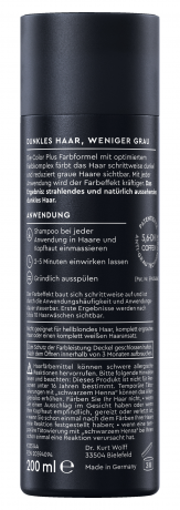 Plantur Color PLUS Black Shampoo, 200 ml, Тонирующий шампунь для постепенного маскирования седины на тёмно-каштановых и чёрных волосах, 200 мл