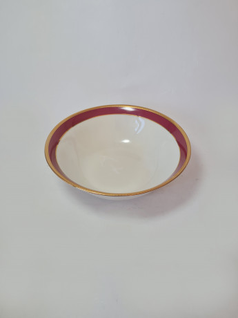 Seltmann Weiden Большое фарфоровое блюдо с бордово-позолоченным ободком, 20,5см x 6,5см, Германия, 1960-70гг.