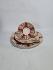 Чайное трио винтажное Bareuther Waldsassen Bavaria / 65 er с розово-золотым декором, фарфор, Германия, 1970-80гг.