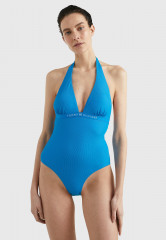 Tommy Hilfiger HALTER ONE PIECE Swimsuit shocking blue КОМБИНЕЗОН HALTER Купальник шокирующий синий