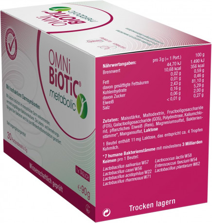 OMNI BIOTIC metabolic 30st, Комплекс бактерий 7 штаммов Омни Биотик Метаболический для здоровья кишечника и котроля веса, 30 саше