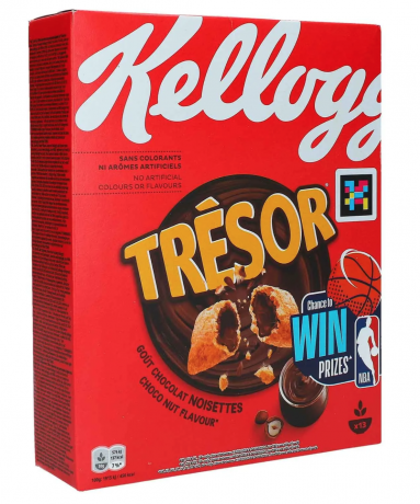 Kelloggs Tresor Choco Nut 410g x 5st, Сухие завтраки, подушечки с шоколадно-ореховой начинкой, хрустящие, для завтрака Германия, Набор 5 шт х 410 г 