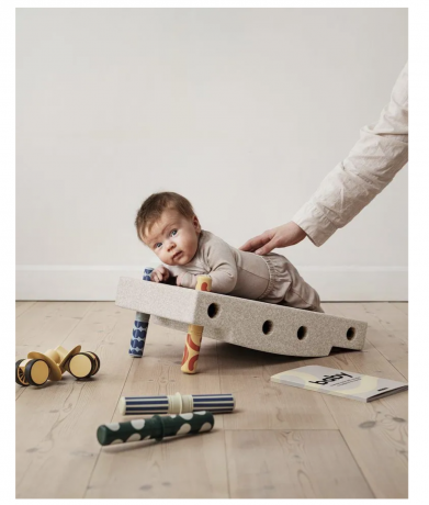 MODU Baby Activity Set 0-12 months, Мягкий развивающий конструктор, сенсорная игрушка для детей 0-1 год, 12 игровых активностей, безопасный EPP, песочный/желтый