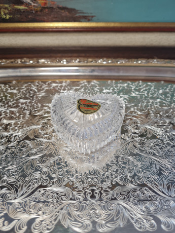 Шкатулка винтажная Joska Waldglashutte Bodenmais в виде сердца, хрусталь, 7 x 6 x 2,5 см, Германия, 1960-70гг.