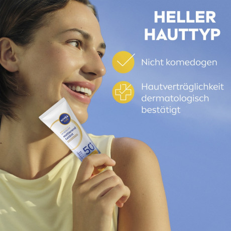 NIVEA SUN Breathable UV Gesicht Mattierend Getont Heller Hauttyp LSF 50+, 40 ml, Нивеа Солнцезащитный крем для лица тонирующий матирующий, SPF 50+, для светлой кожи, 40 мл