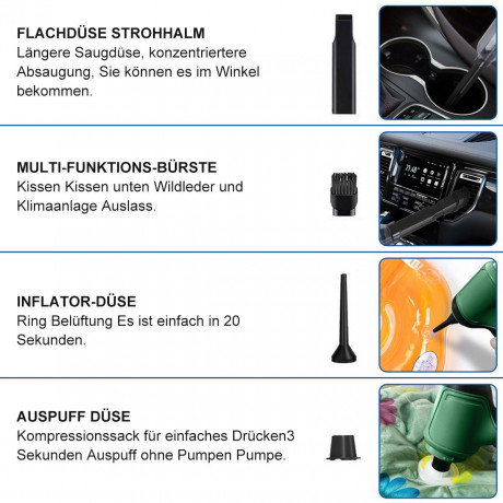 Greensky Greensky Akku-Handstaubsauger 3 IN 1 Handstaubsauger Akku, 9000pa Autostaubsauger Starker Saugkraft, 120 W, beutellos, 4000mah Mini-Handstaubsauger fur Auto, Zuhause, Buro, Tierhaare  Беспроводной ручной пылесос Greensky, аккумулятор для ручного 