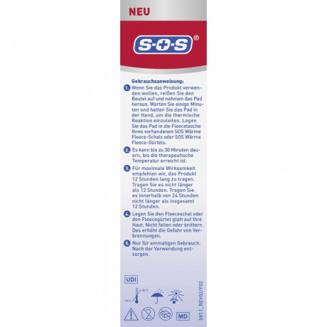 SOS 5er Nachfull-Pack Warme-Pad, 5 Stuck, SOS Сменные согревающие подушечки, для флисового пояса и шарфа, глубокое прогревание мышц и суставов, 5 шт.