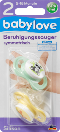 babylove Соска (успокаивающая), symmetrisch, Силикон	 Gr. 2, 2 шт