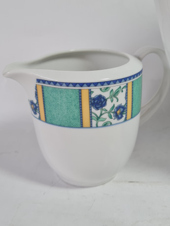 Набор для чая винтажный Winterling Bavaria с бирюзово-синим декором, чайник, молочник, фарфор, Германия, 1960-70гг.